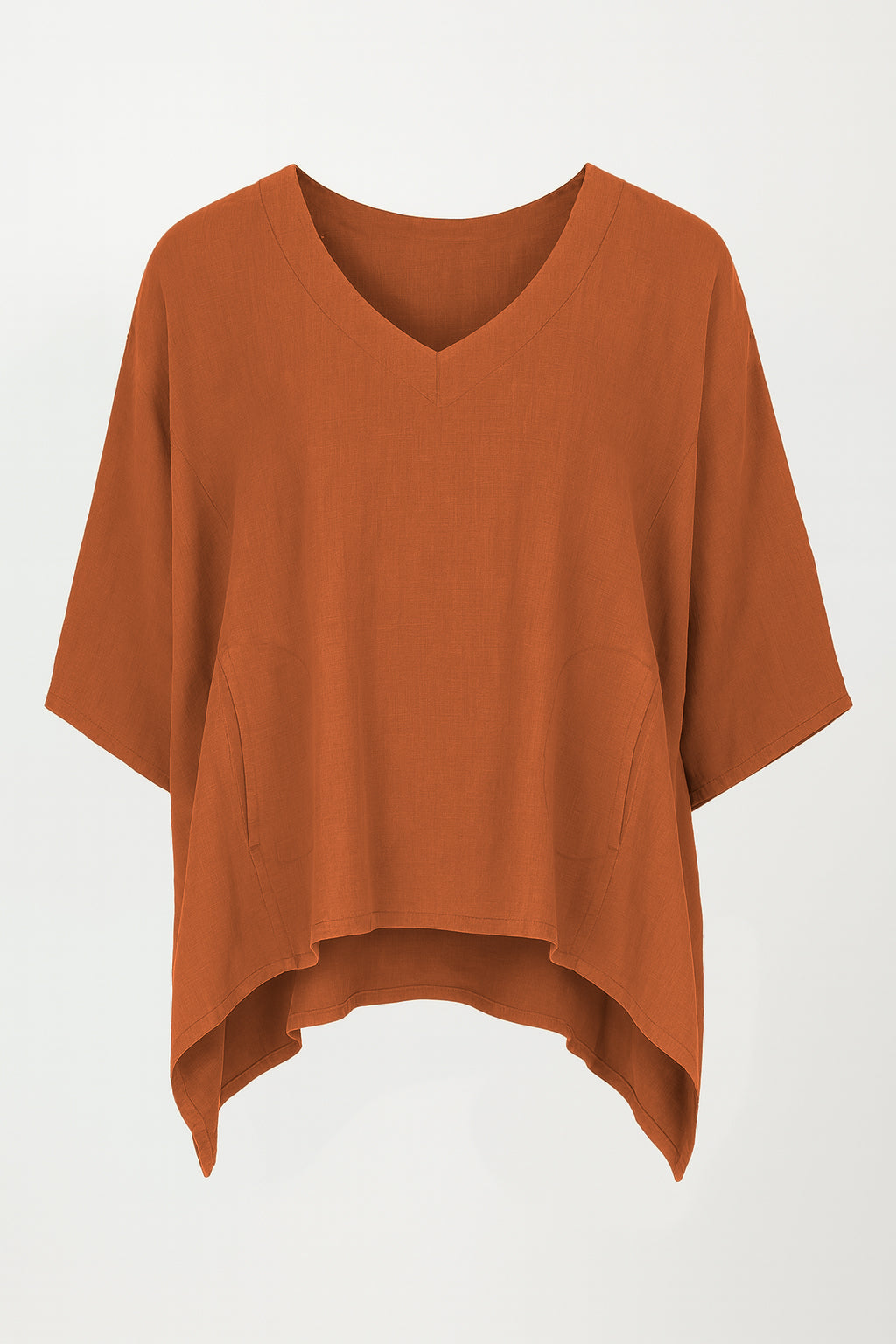 Linen V Neck Batwing Top