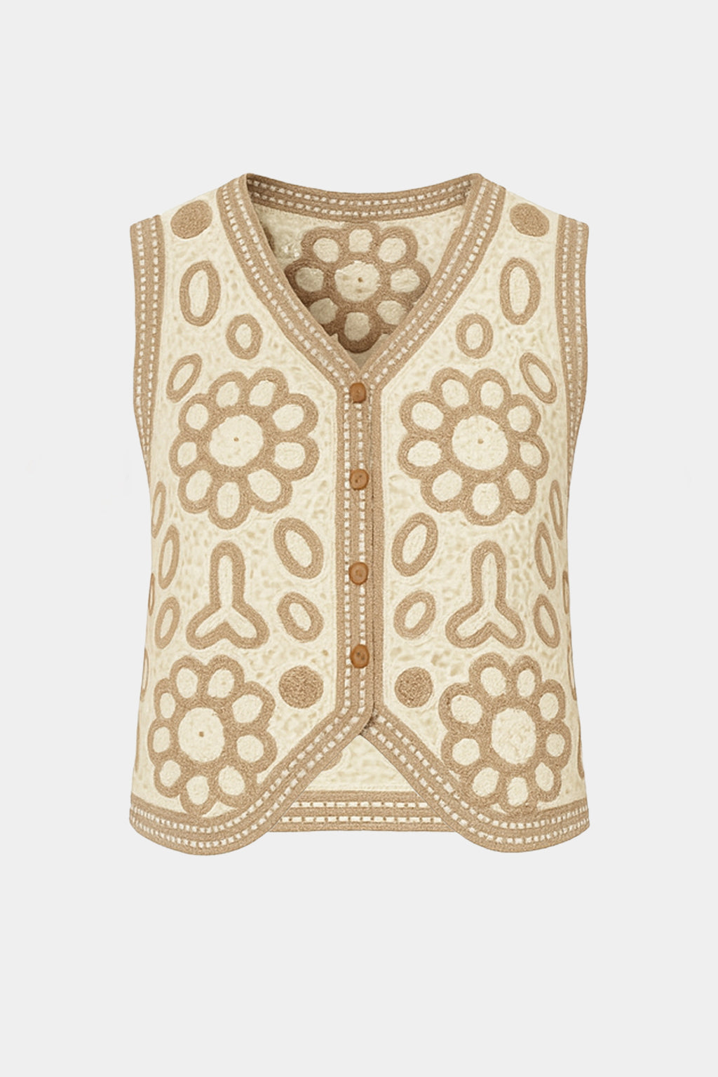 Button Up Cropped Crochet Vest