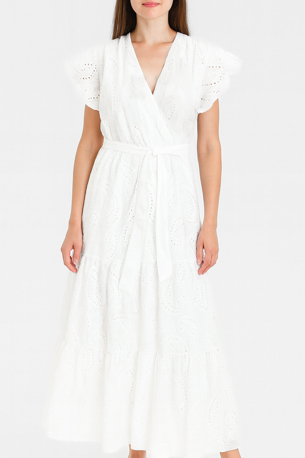 Anglaise Frill Sleeve Cotton Maxi Dress