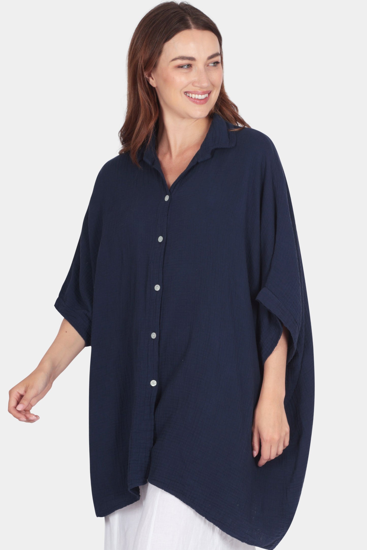 Bella Relaxed Drape Cotton Shirt