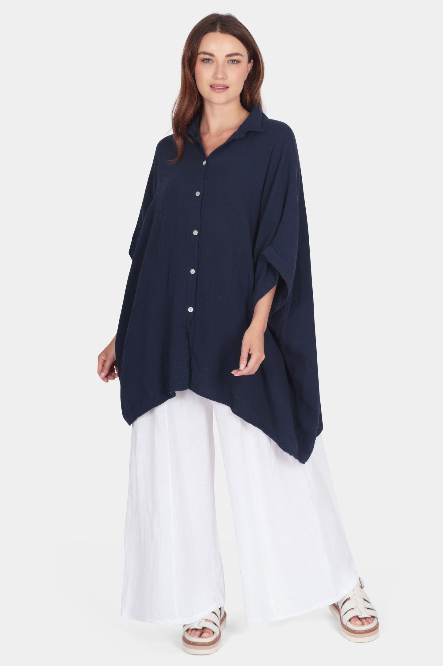 Bella Relaxed Drape Cotton Shirt