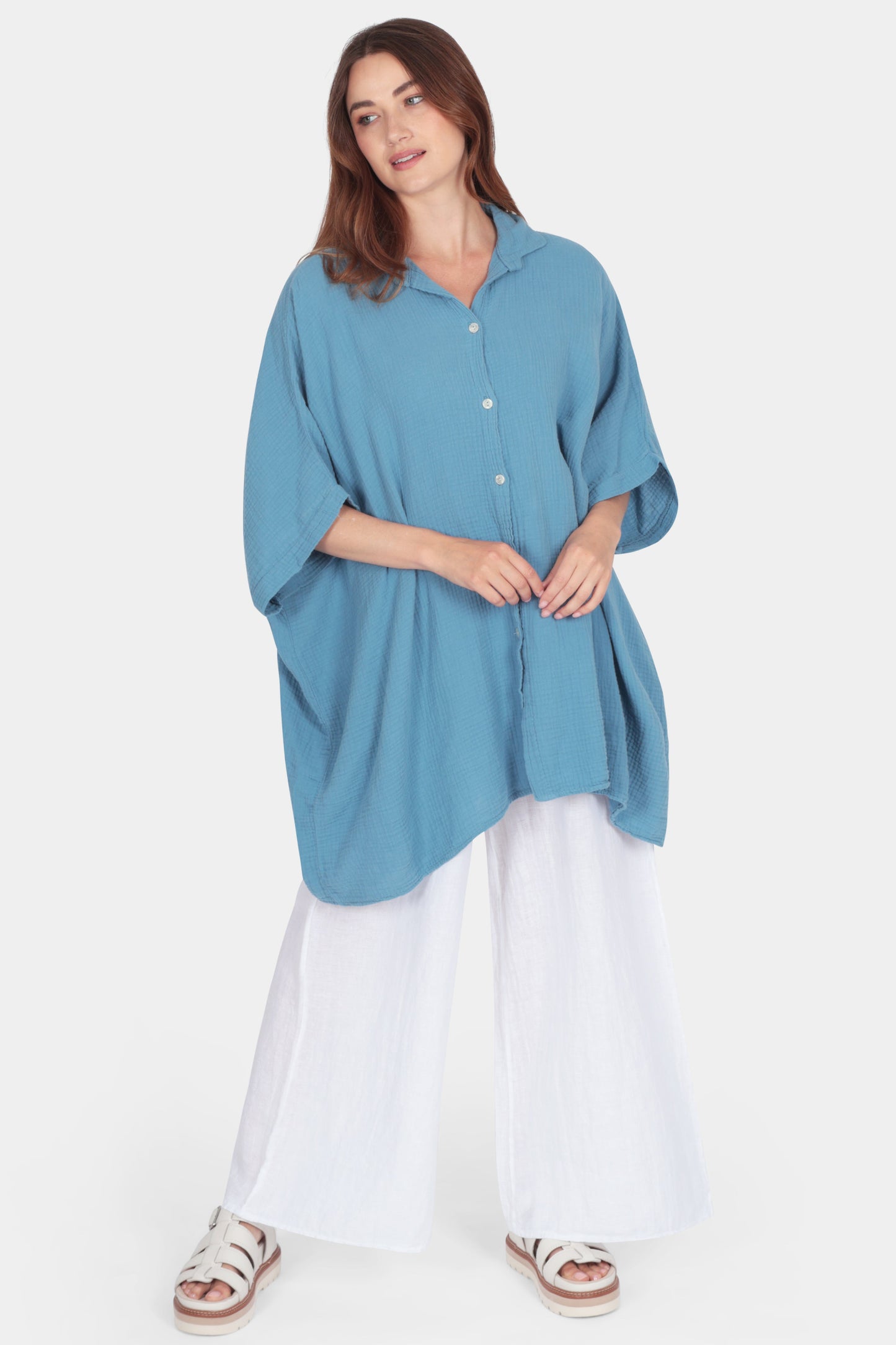 Bella Relaxed Drape Cotton Shirt