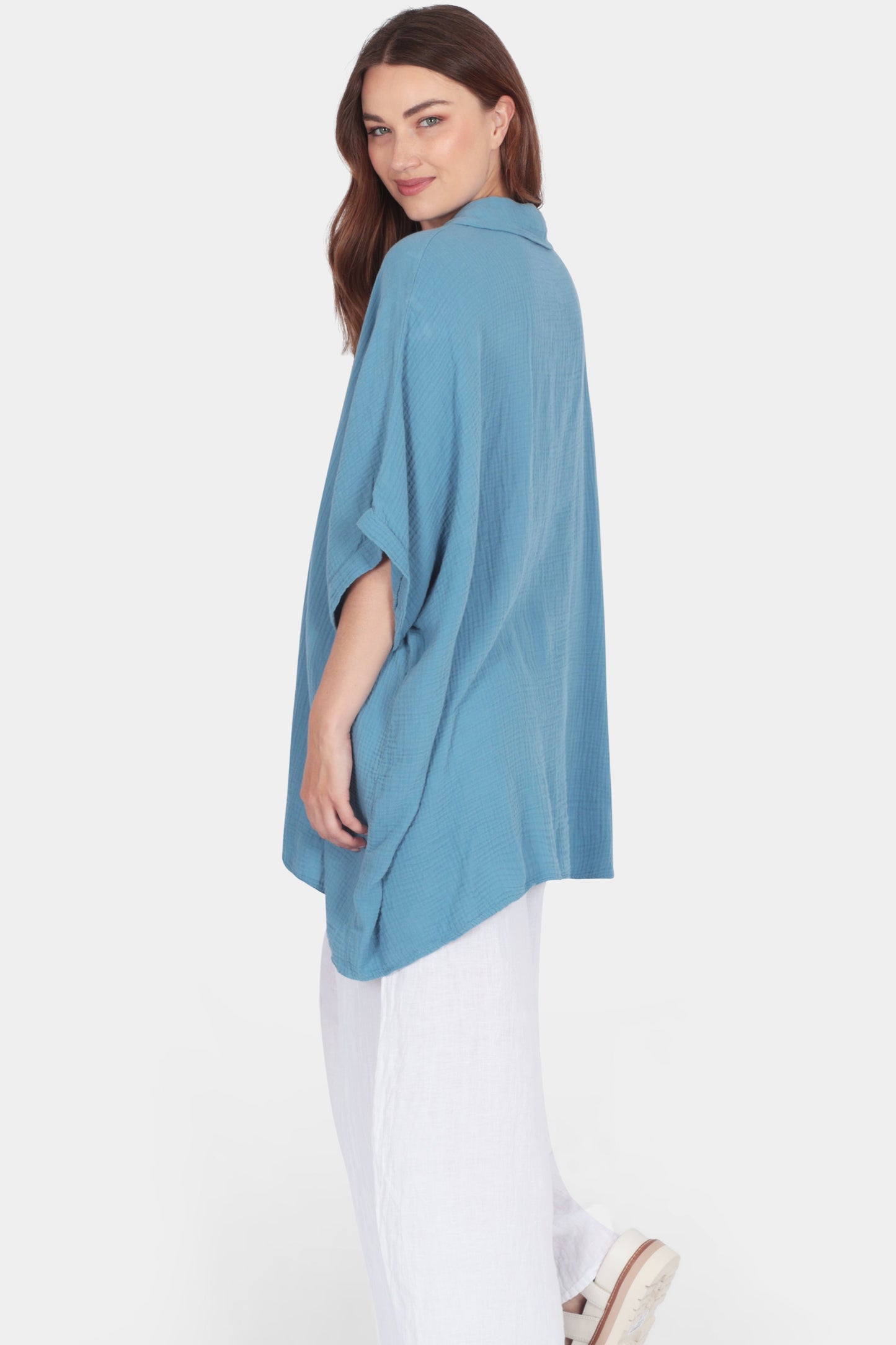 Bella Relaxed Drape Cotton Shirt