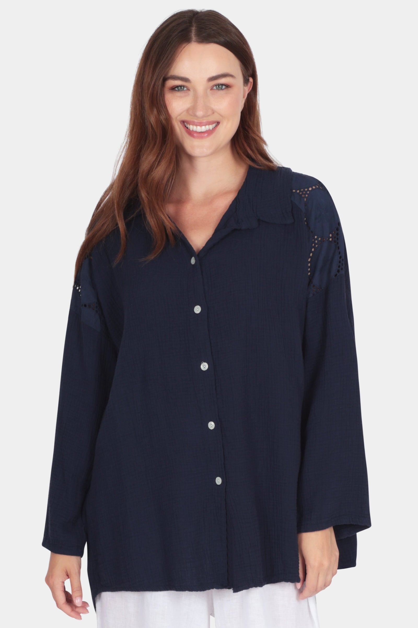 Sofia Anglaise Textured Cotton Shirt