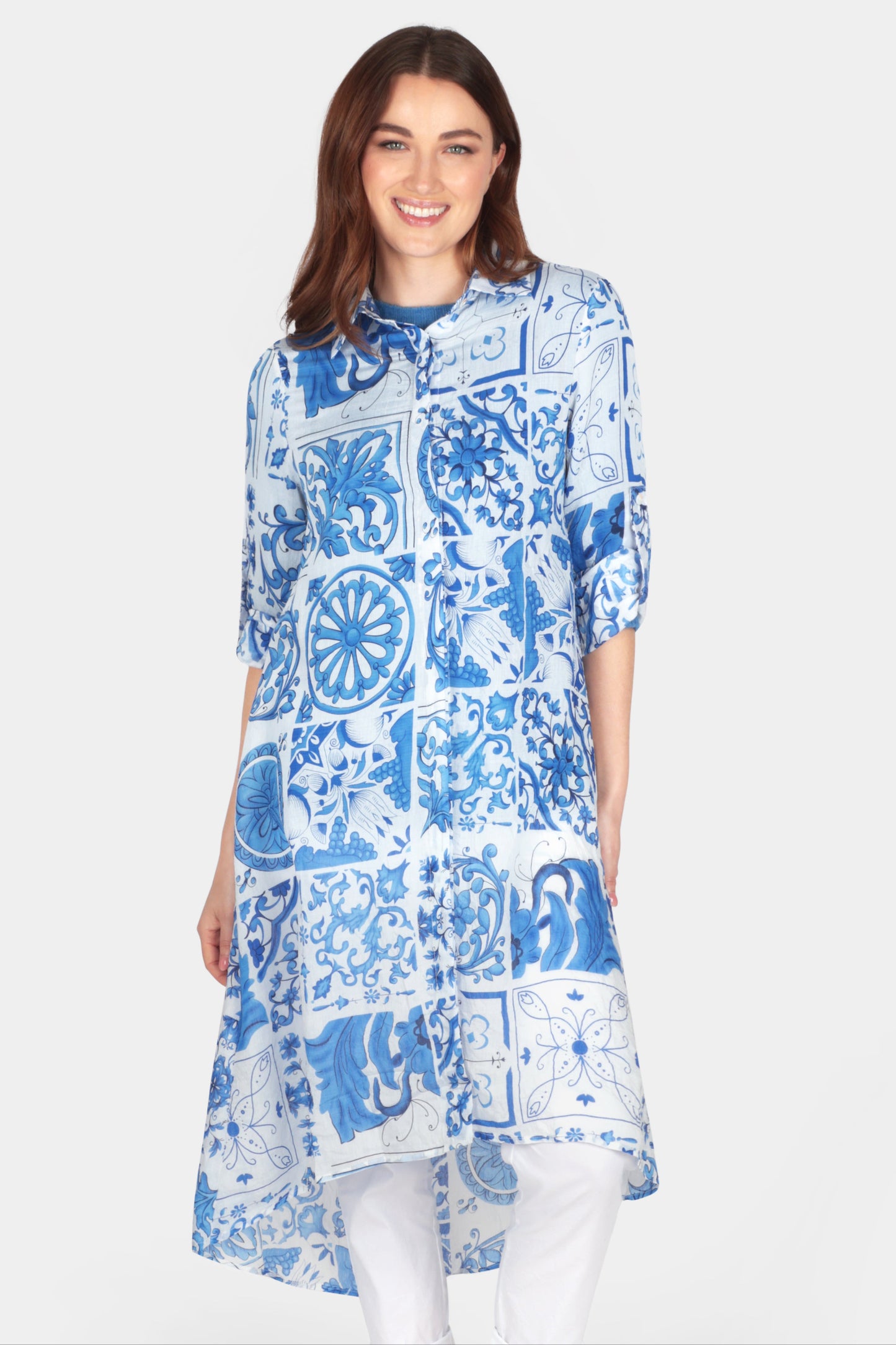 Mosaic Shirt Print Dress - Fenella