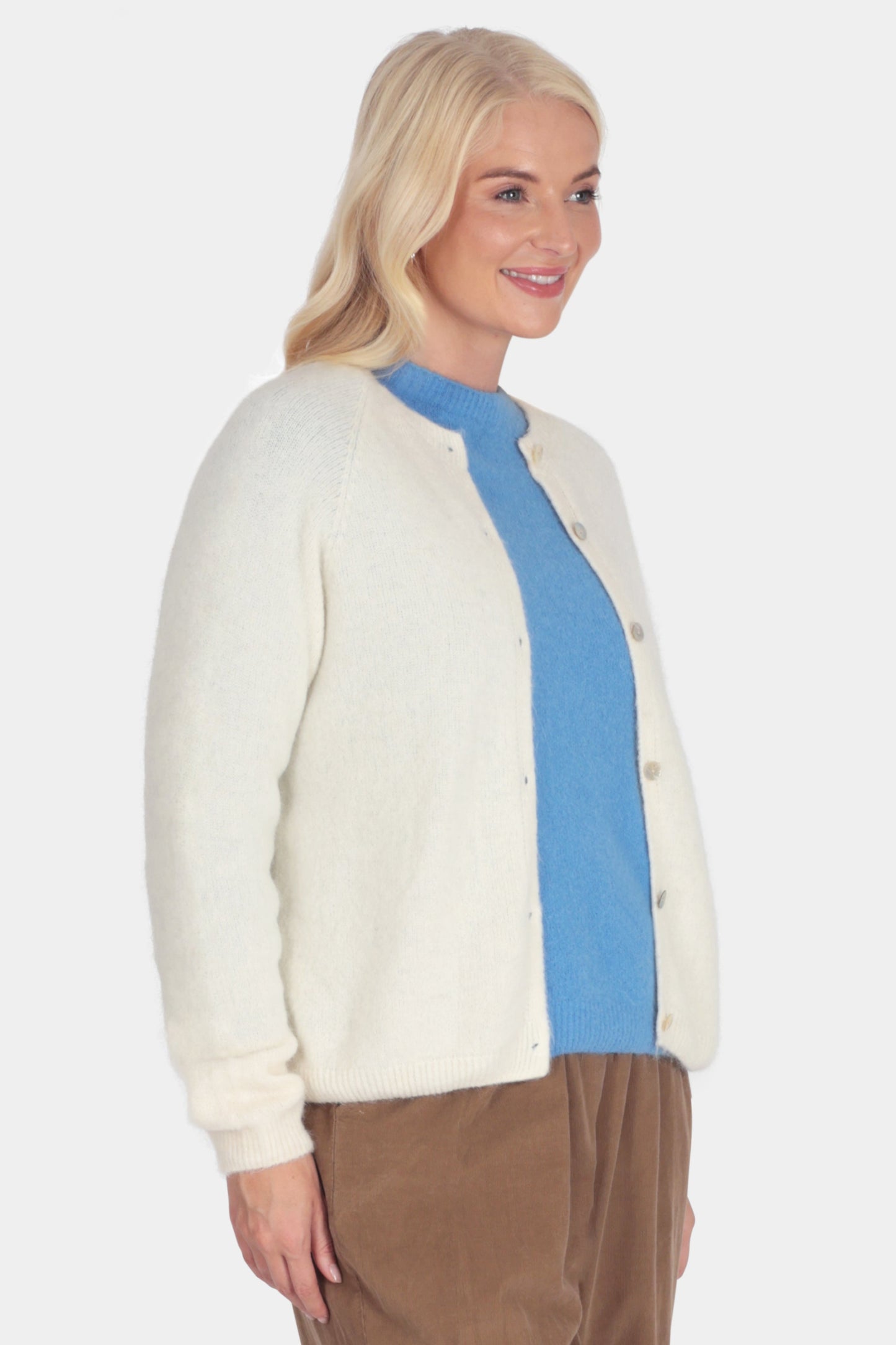 Round Neck Alpaca Cardigan