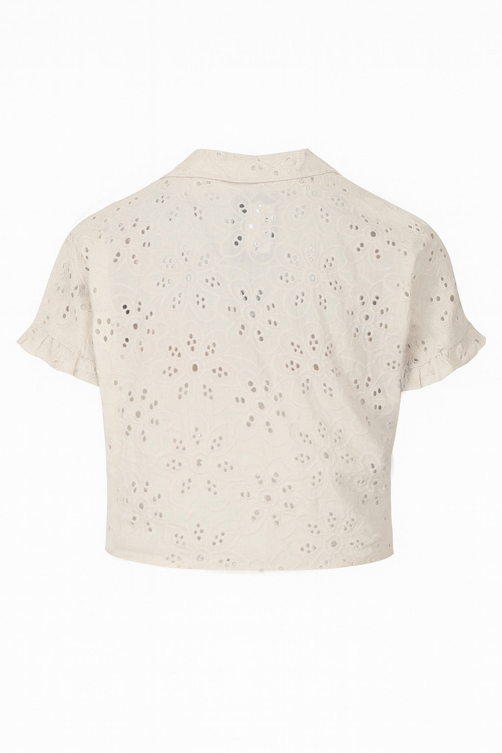 Broderie Anglaise Cotton Cropped Shirt