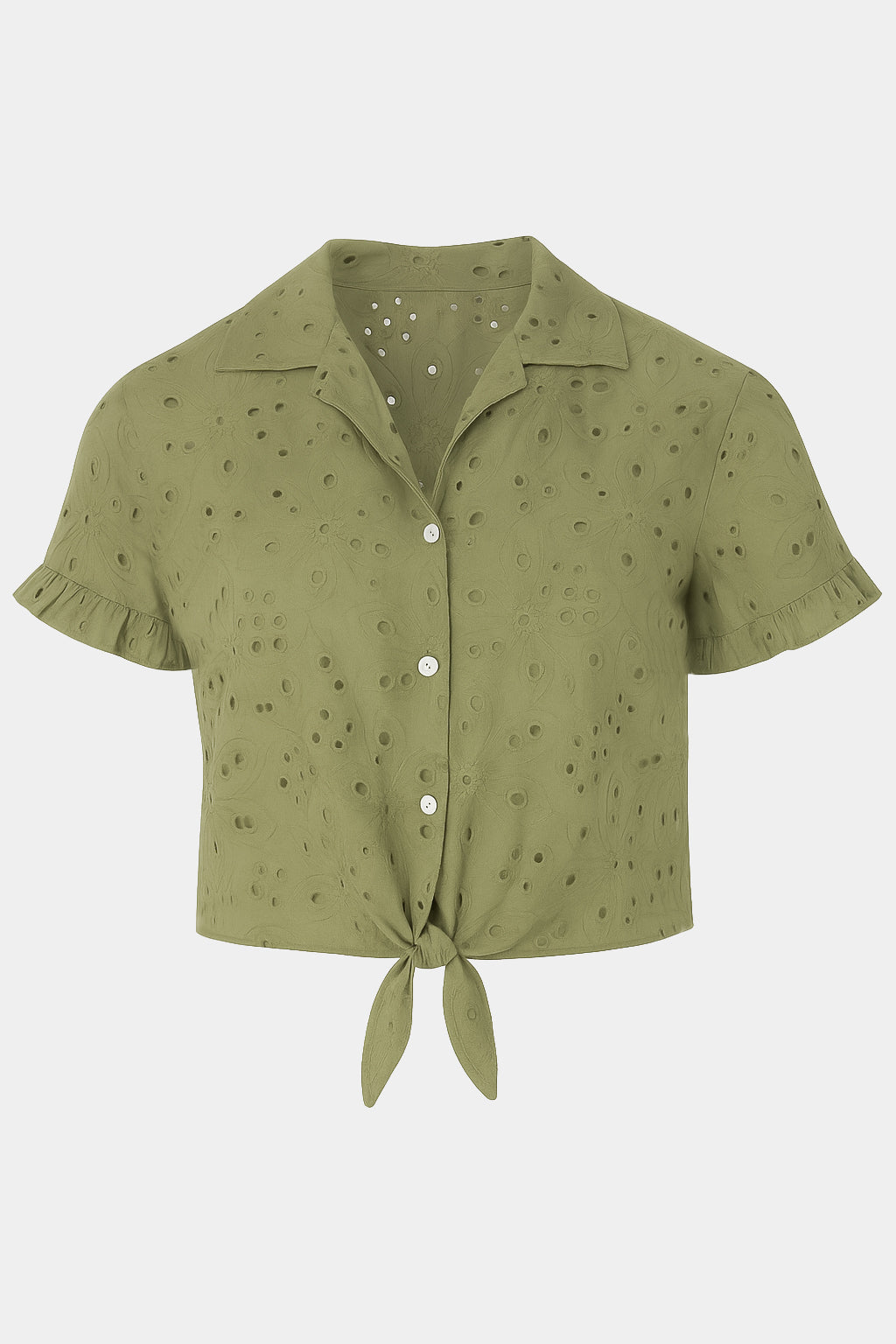 Broderie Anglaise Cotton Cropped Shirt