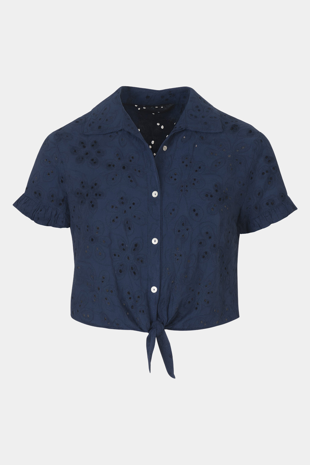 Broderie Anglaise Cotton Cropped Shirt