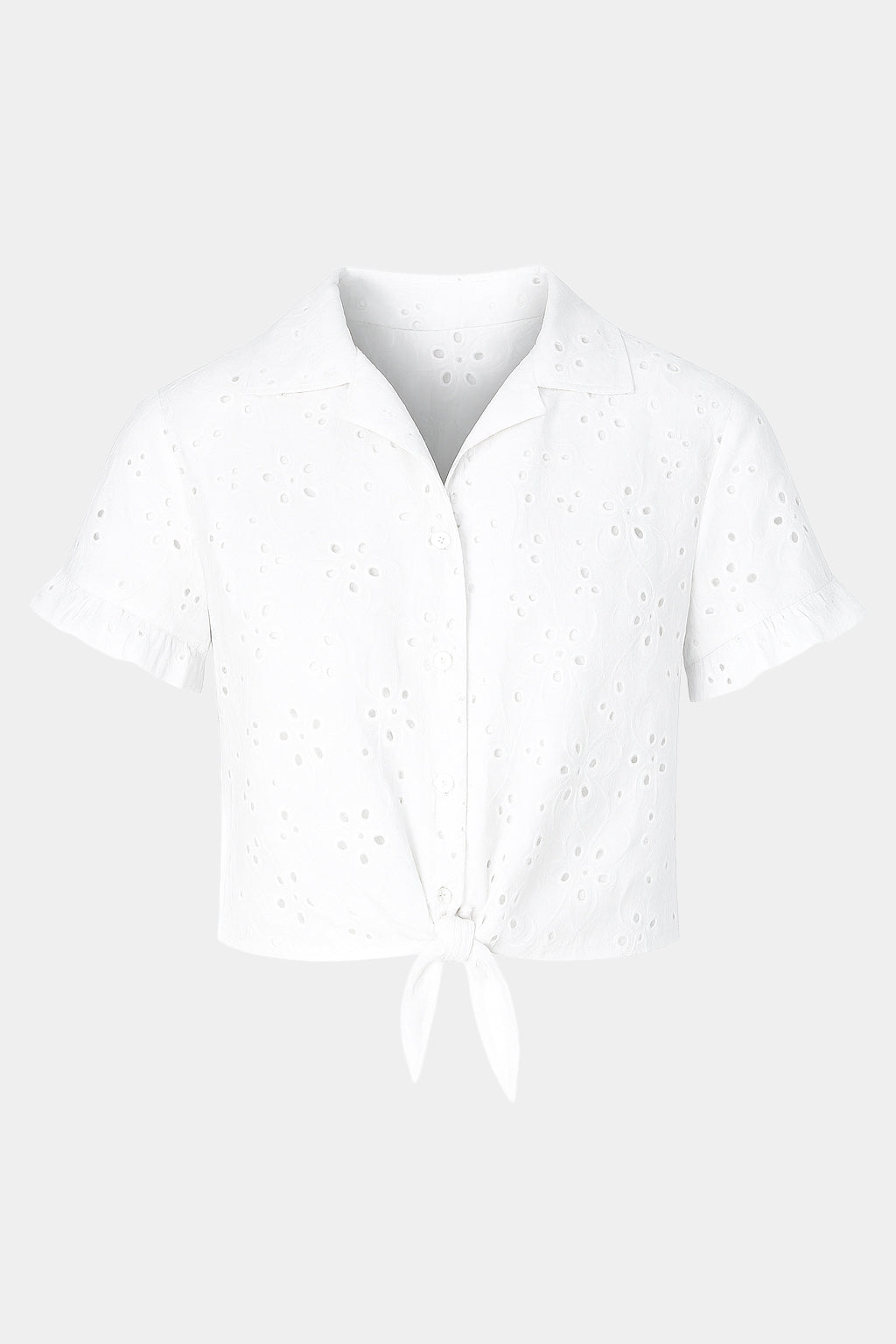 Broderie Anglaise Cotton Cropped Shirt