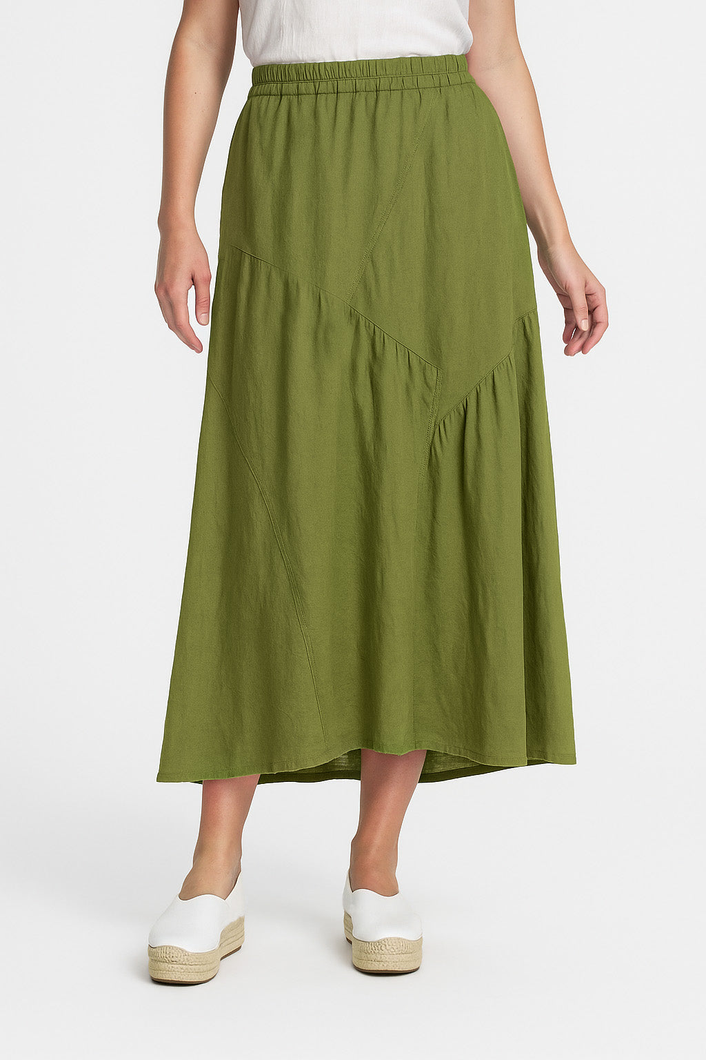 Linen Asymmetrical Panel Skirt