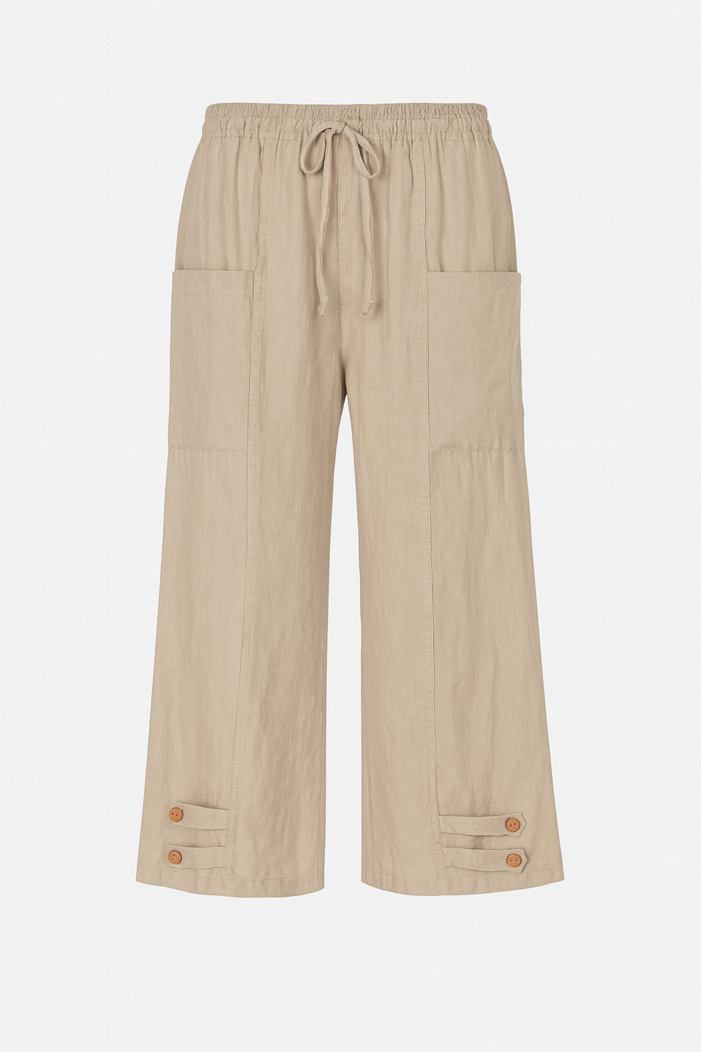 Button Hem Linen Trousers