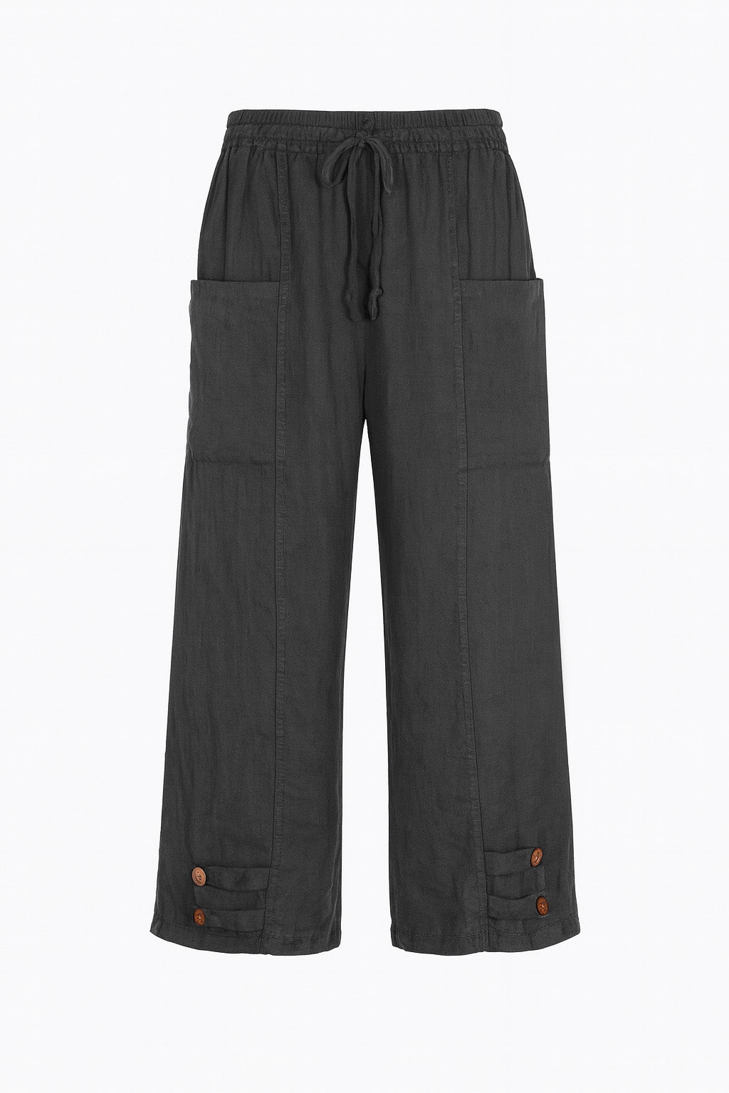 Button Hem Linen Trousers