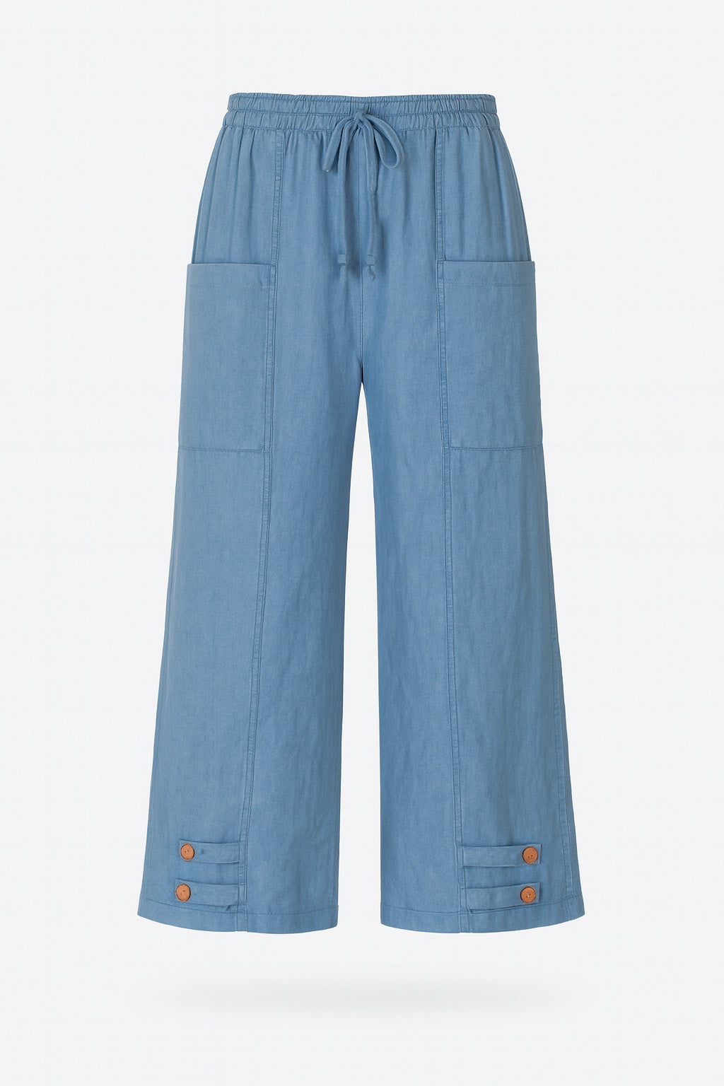 Button Hem Linen Trousers