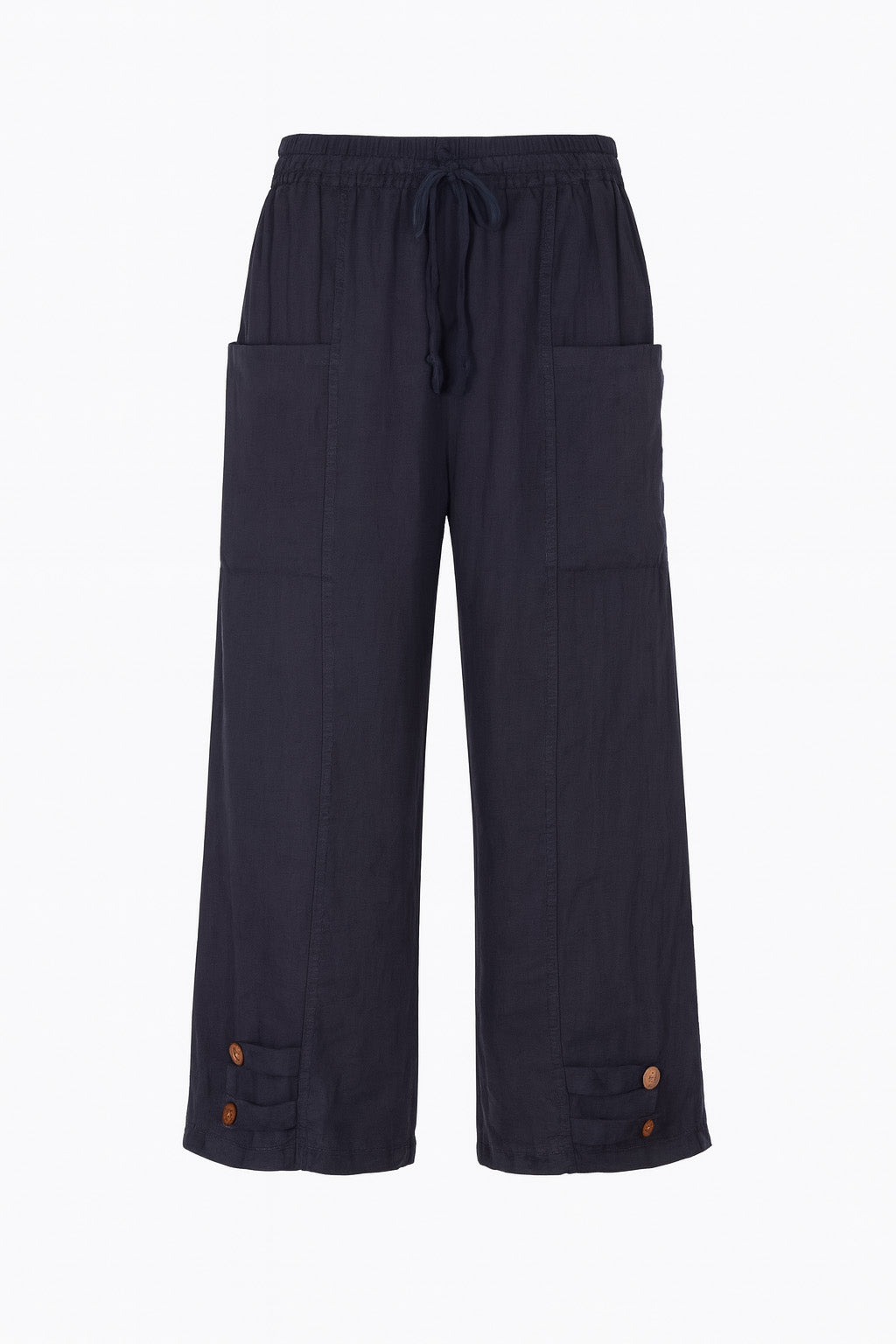 Button Hem Linen Trousers
