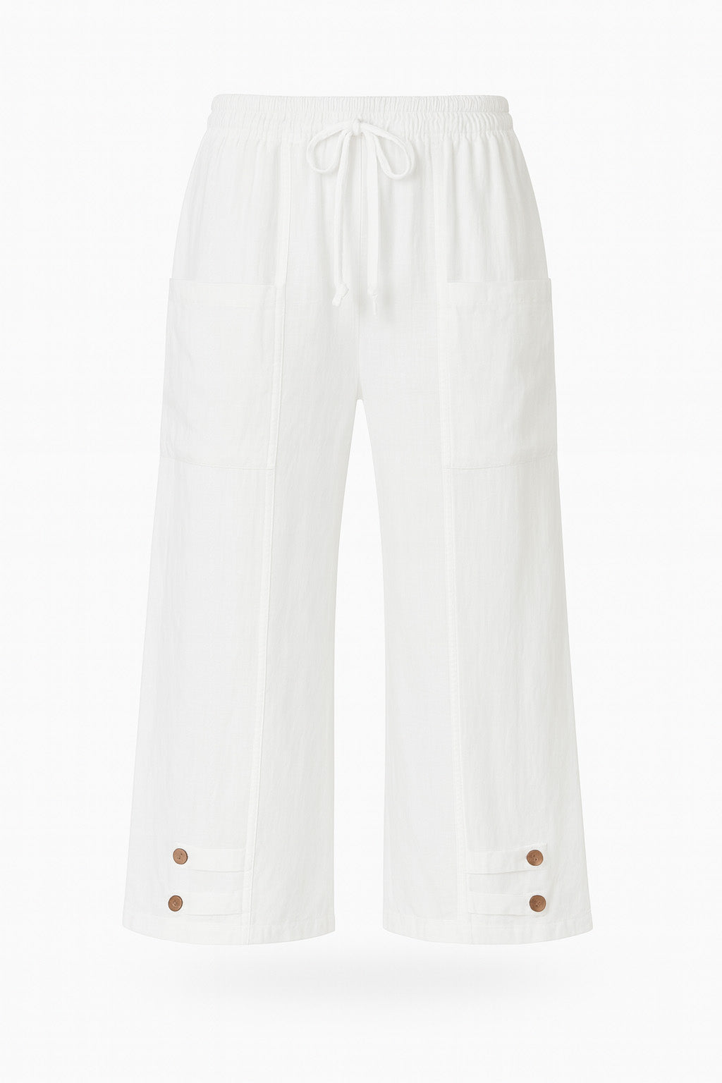 Button Hem Linen Trousers