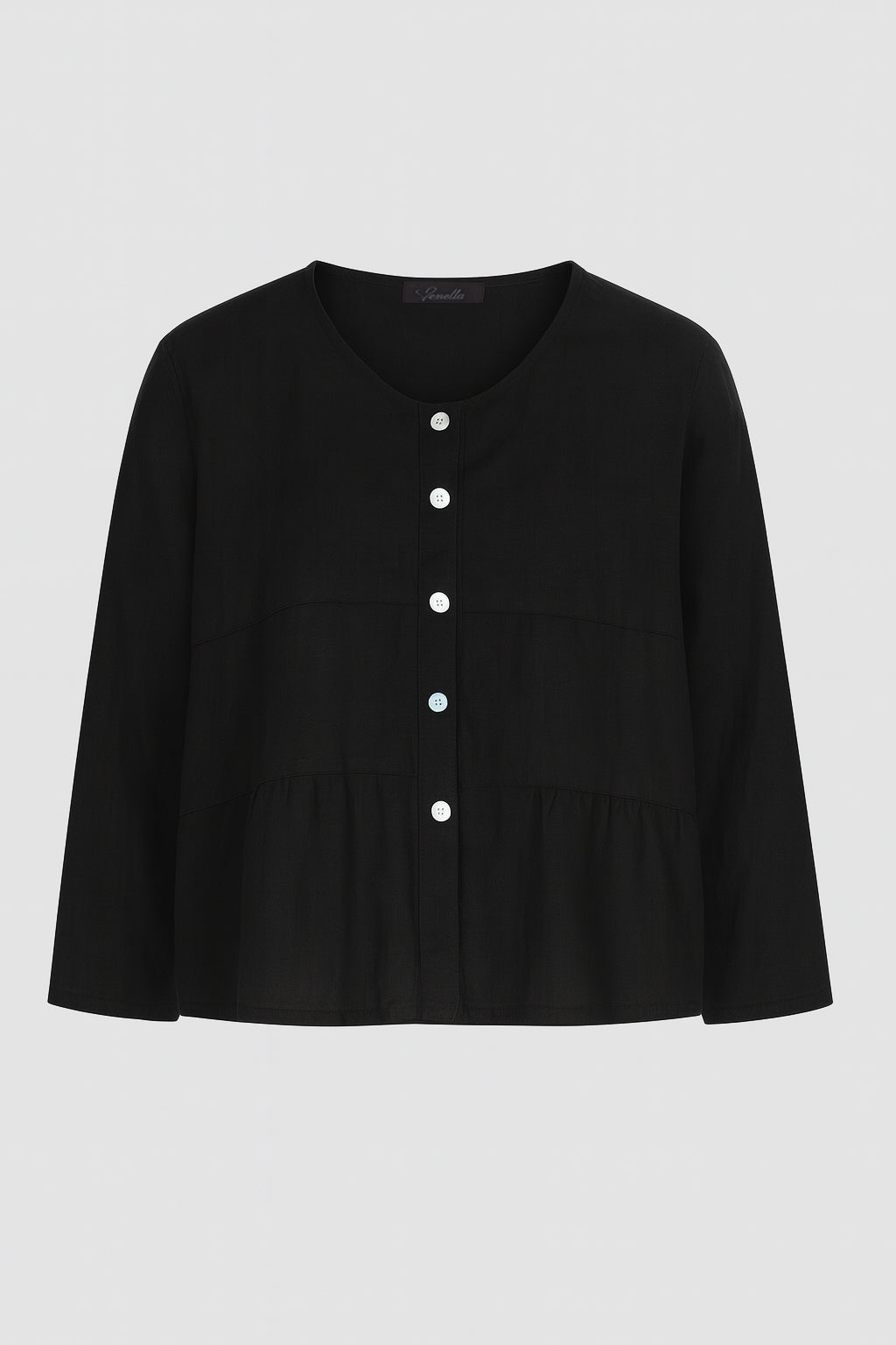 Tier Linen Round Neck Jacket