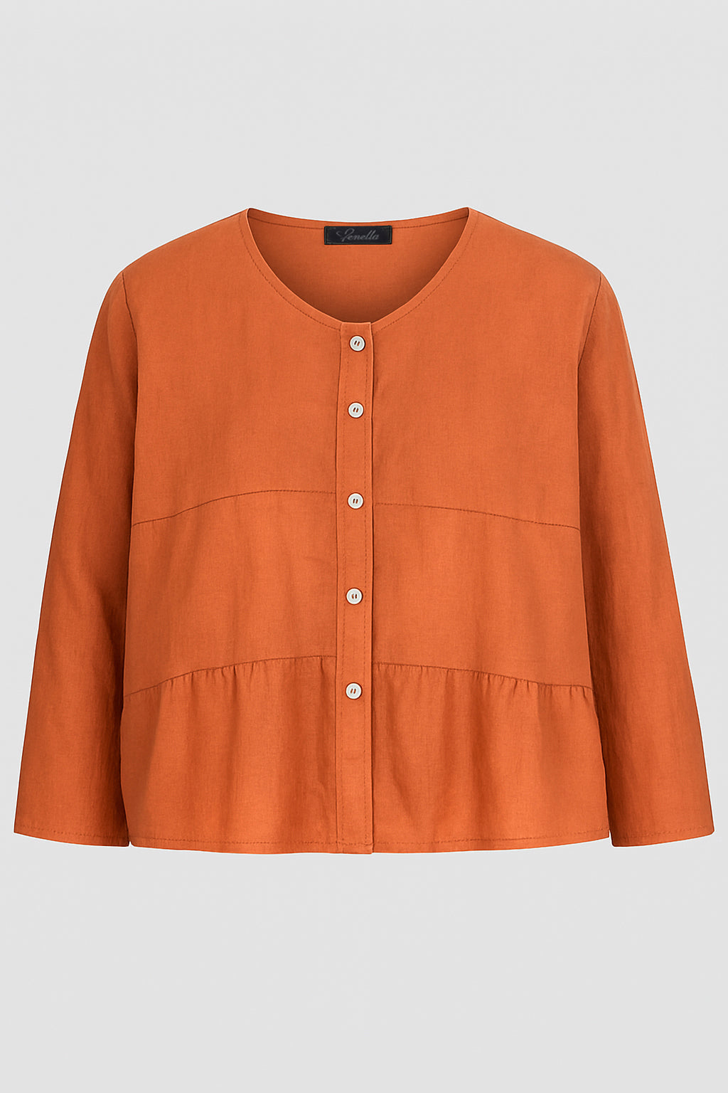 Tier Linen Round Neck Jacket