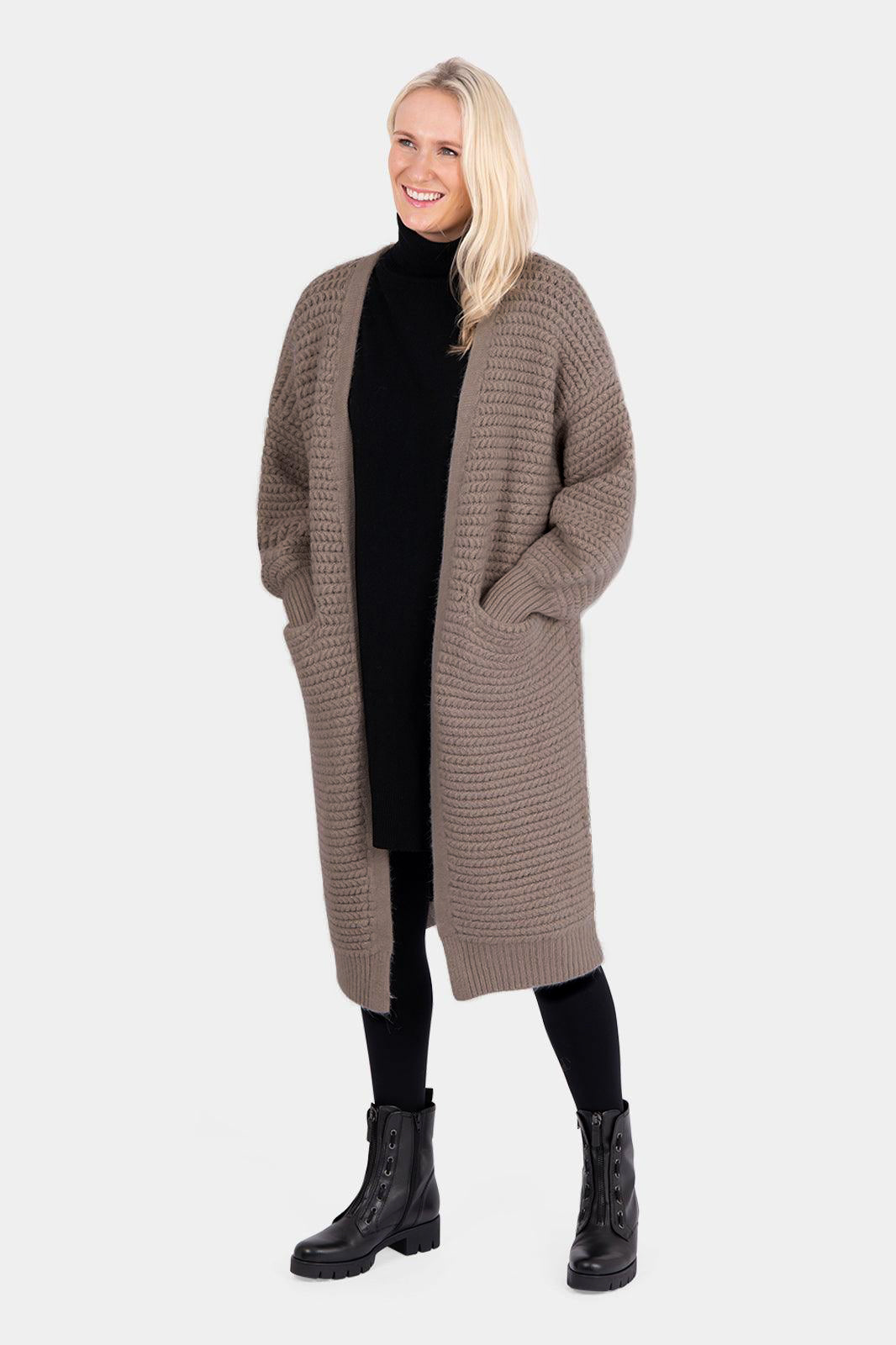 Tapered Sleeve Long Knit Coatigan