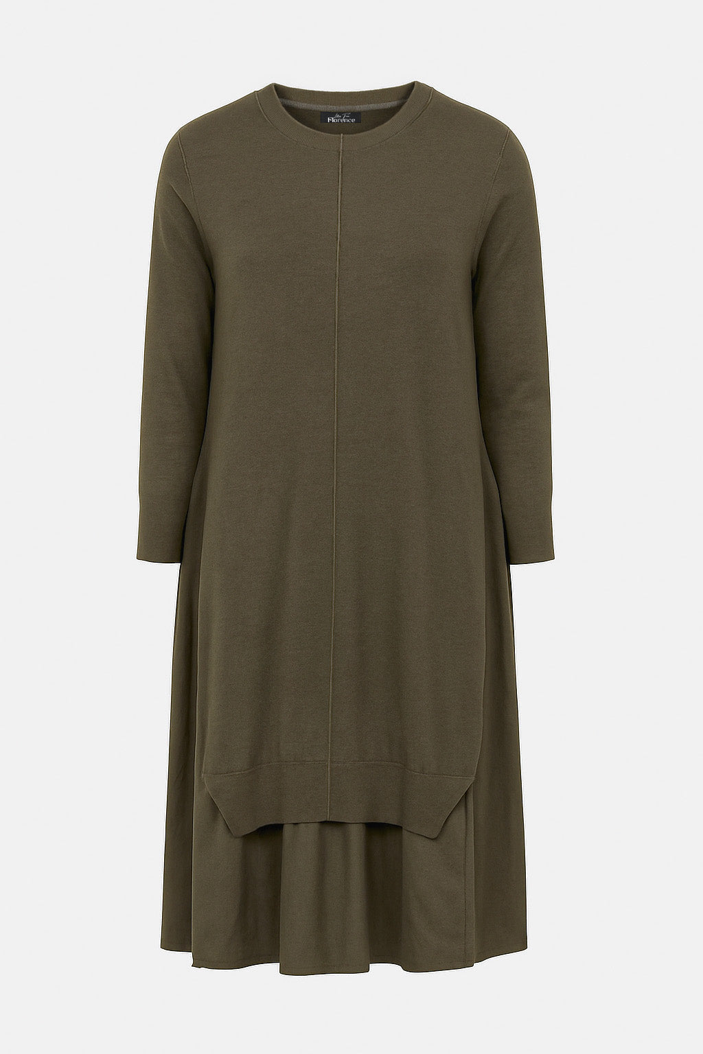 Round Neck Layered Knit Midi Dress