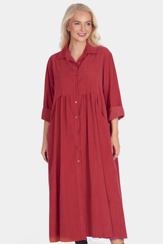 Empire Cotton Cord Shirt Dress