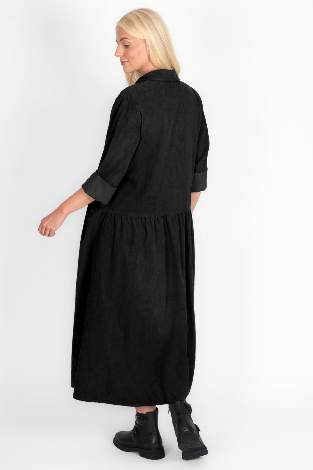 Smock Cotton Cord Shirt Dress