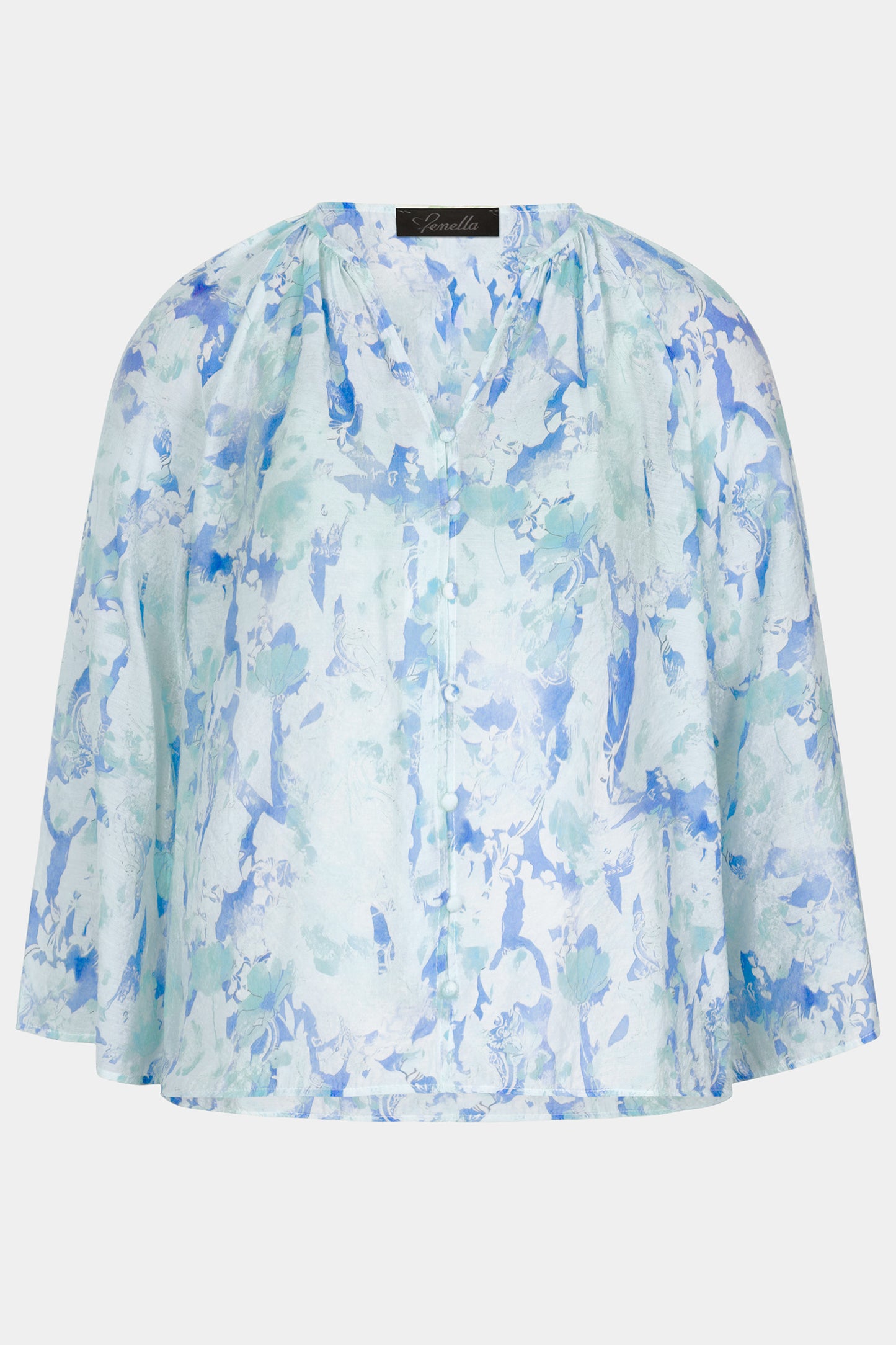 Tie-Dye Flute Sleeve Print Blouse