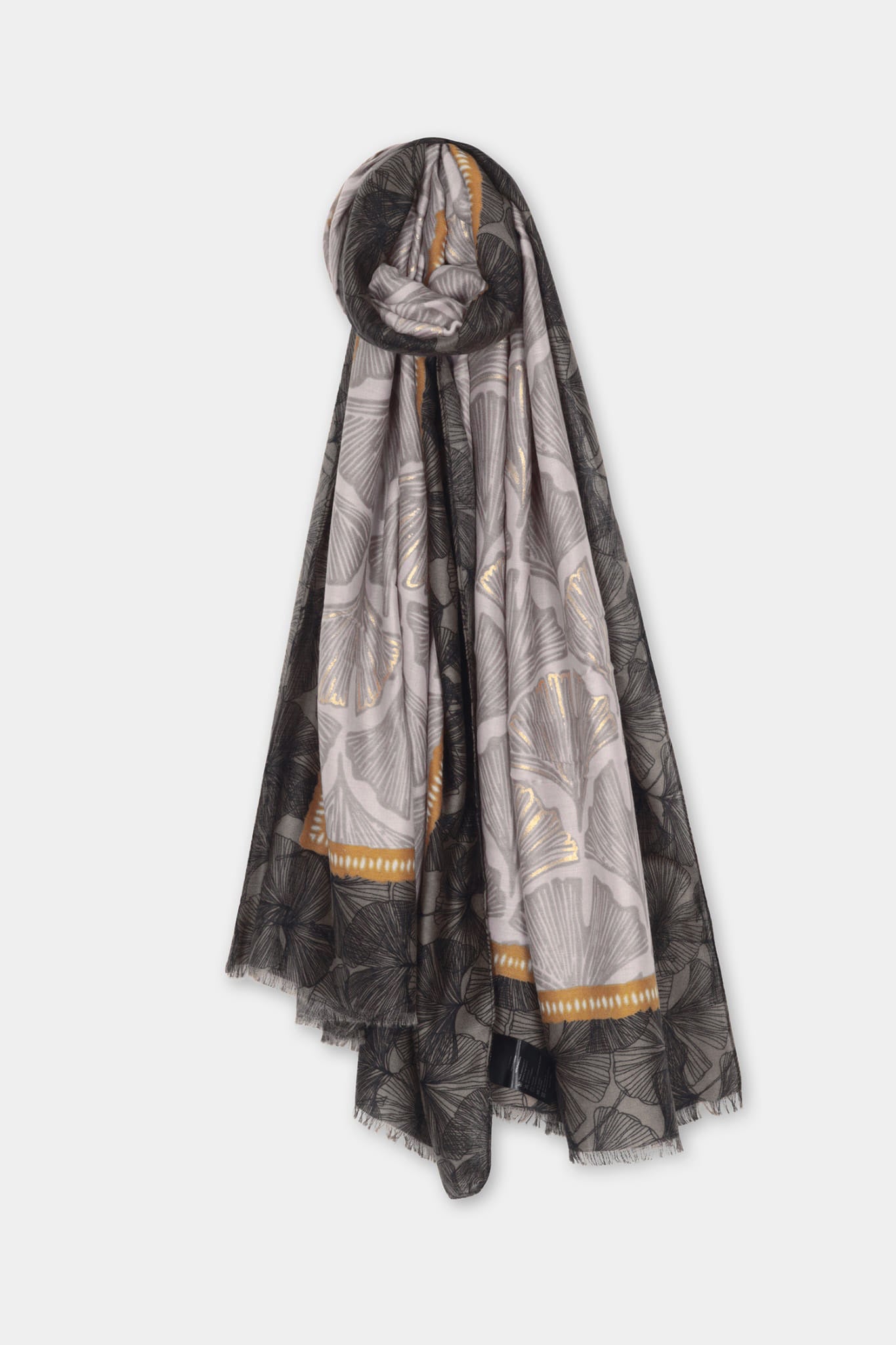 L8028 Gingko Leaf Print Scarf