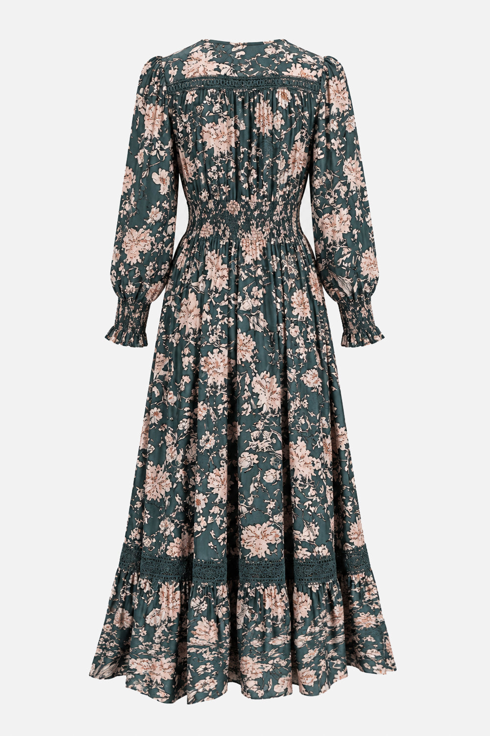 V Neck Lace Trim Maxi Dress