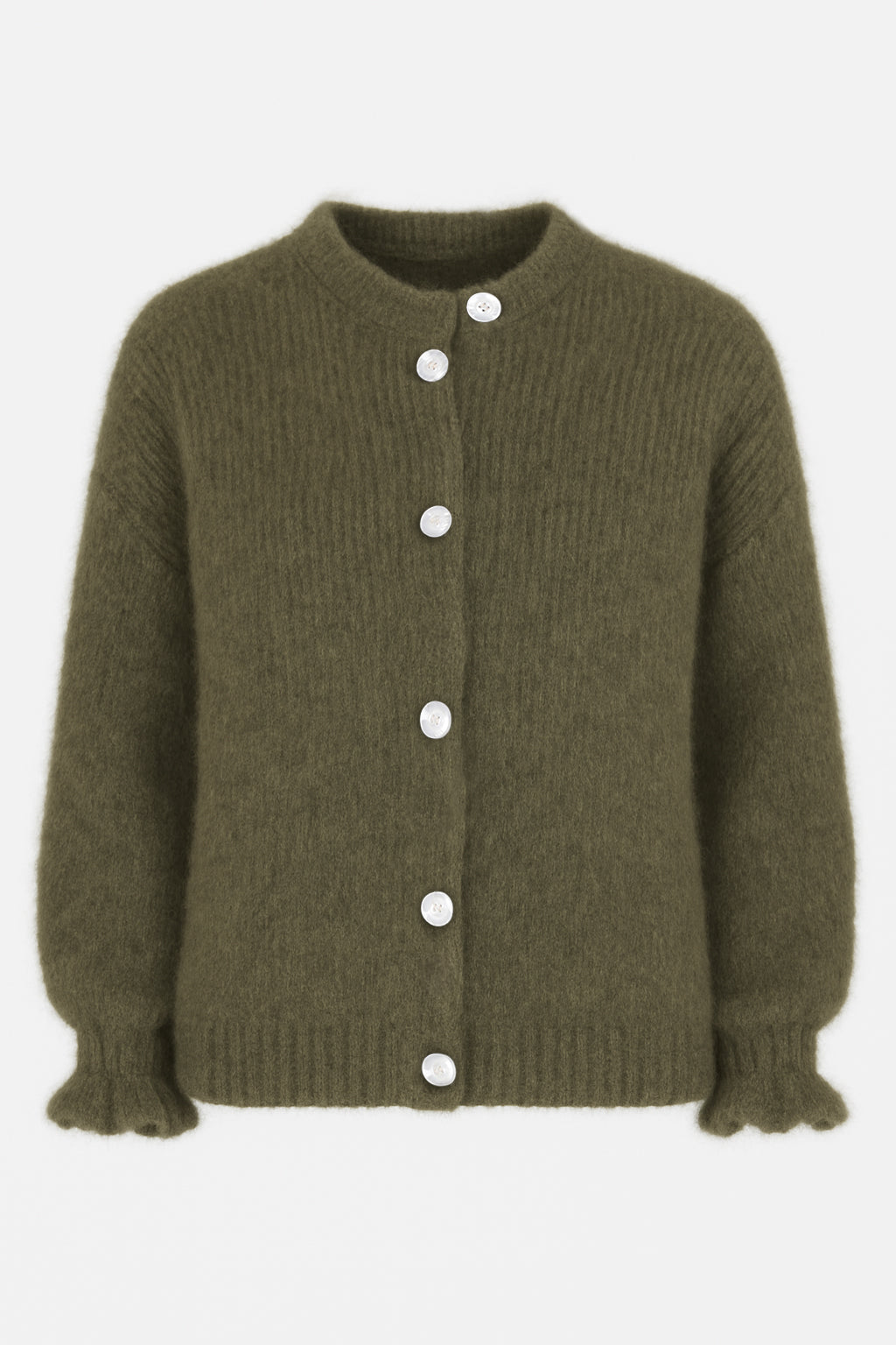 Fluffy Alpaca Frill Cuff Cardigan
