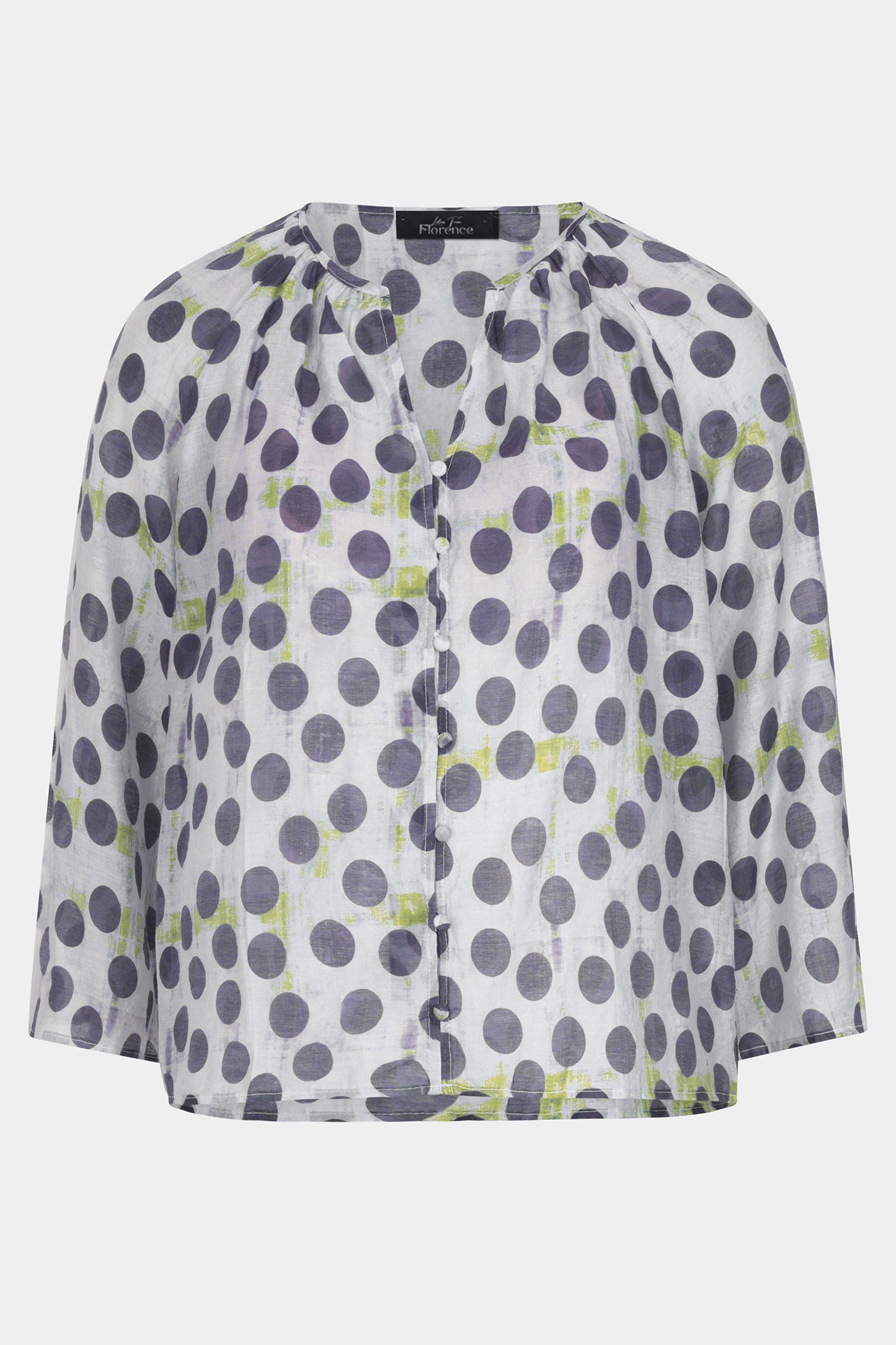Polka Dot Flute Sleeve Blouse
