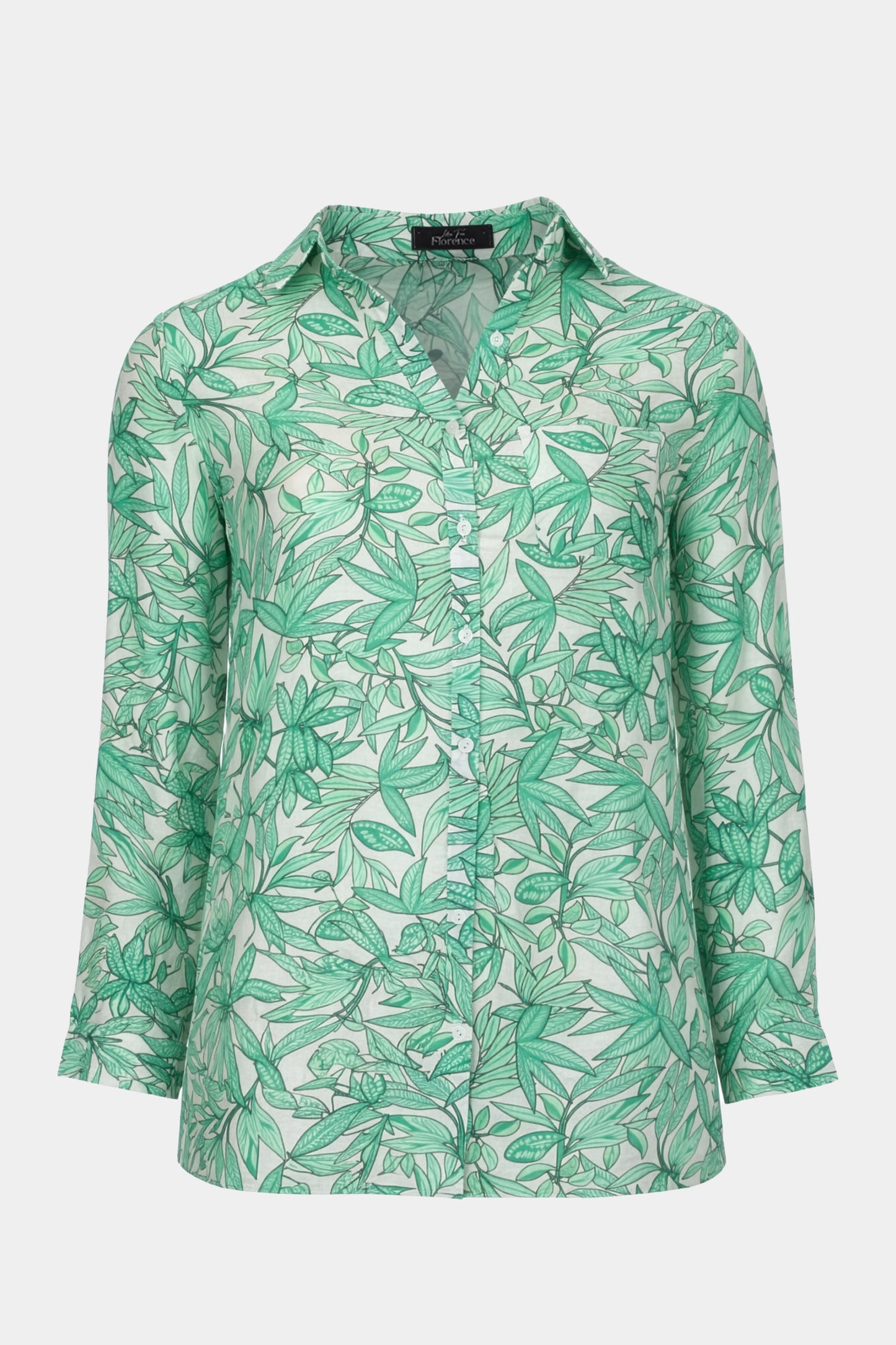 Leaf Sketch Button Up Collar Shirt