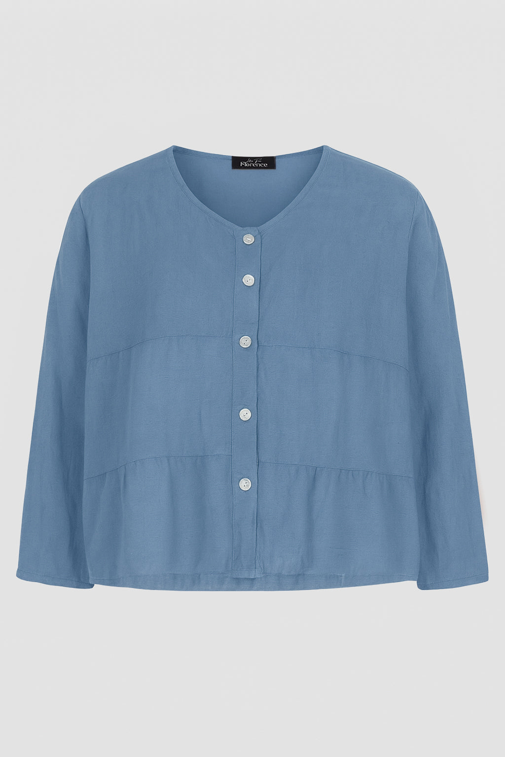 Tiered Linen Round Neck Jacket