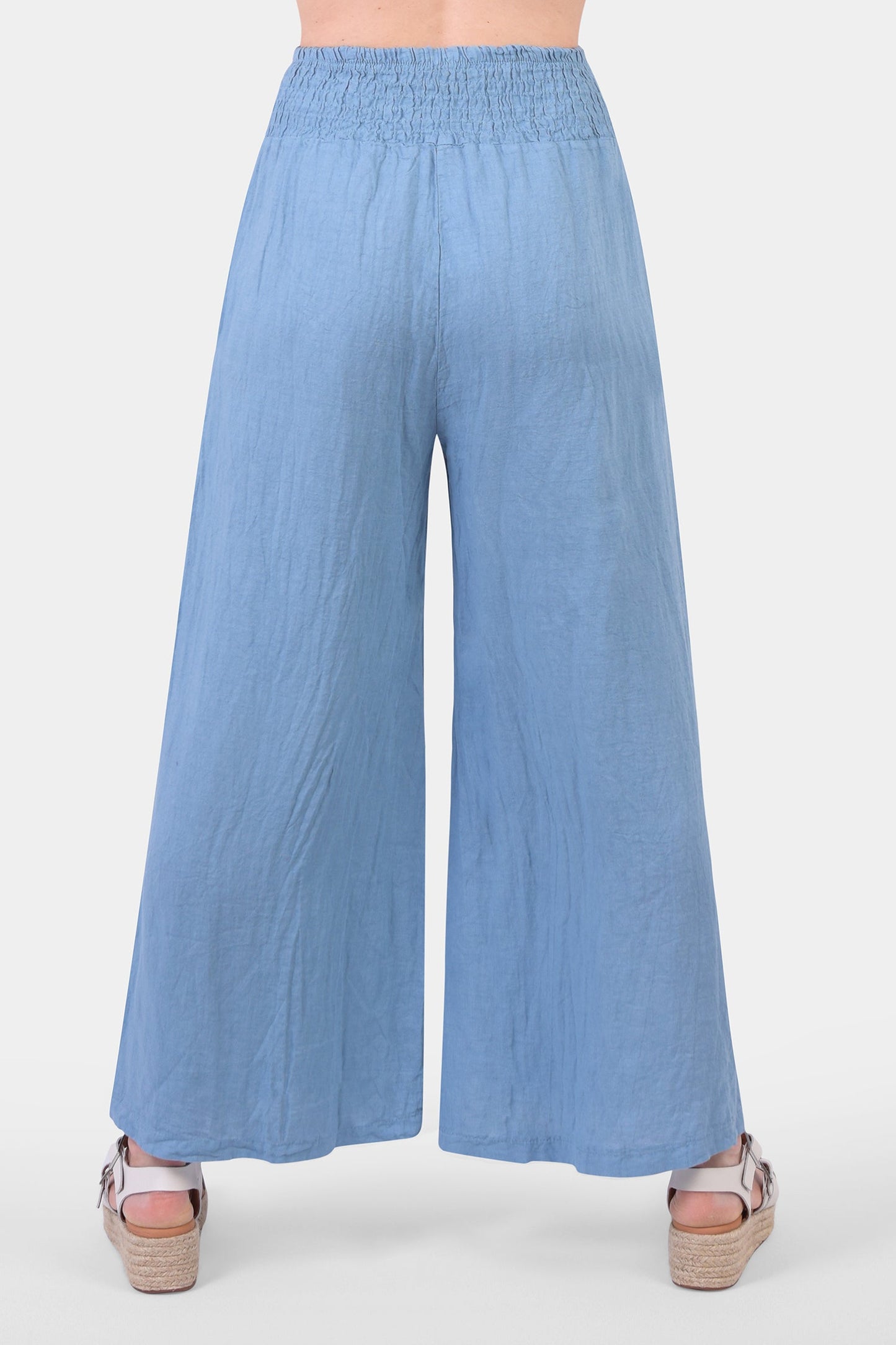 Shirred Waist Linen Trouser