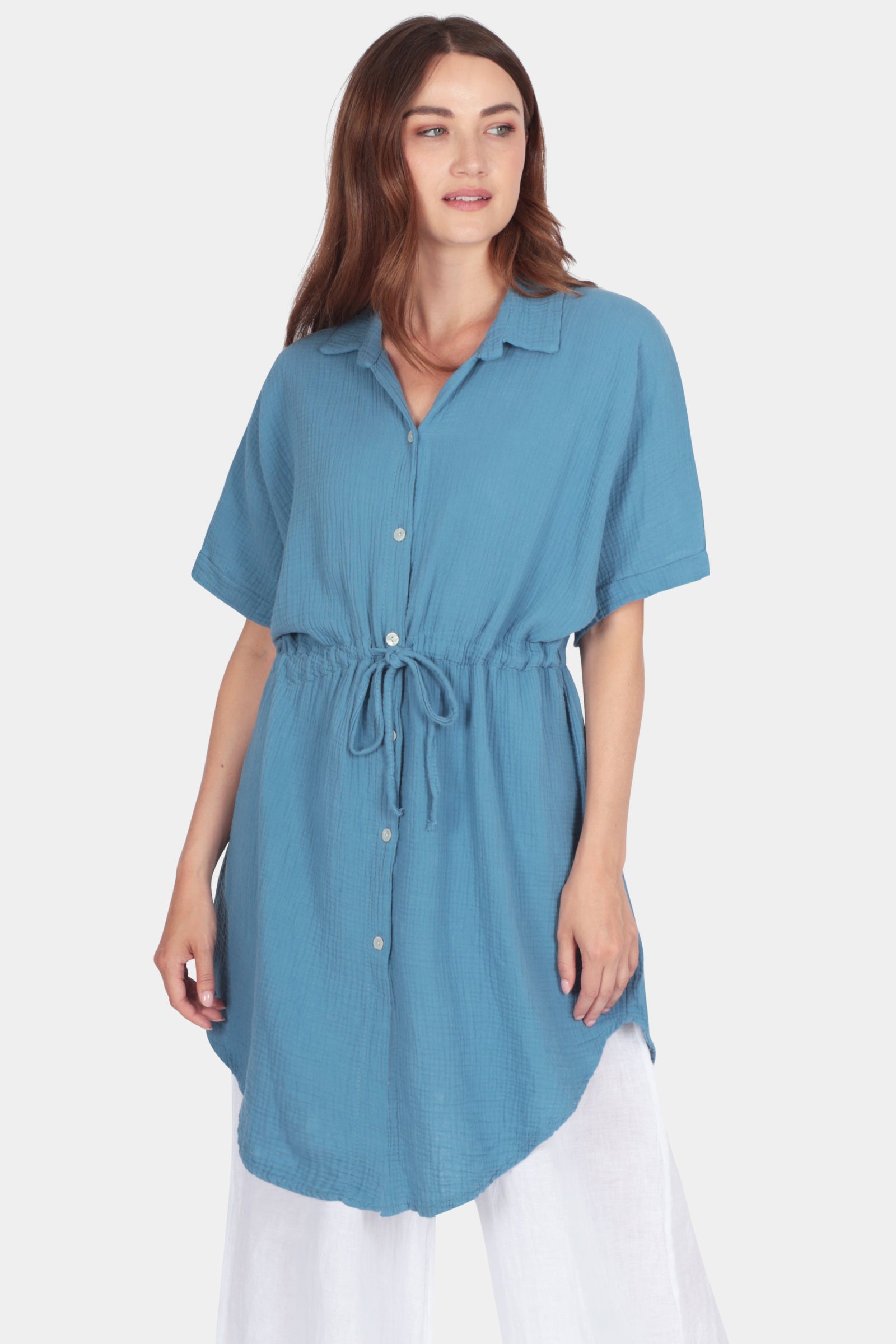 Mia Cinch Cotton Shirt Dress