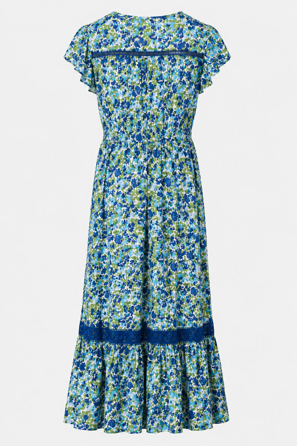 Lace Trim Button Front Maxi Dress