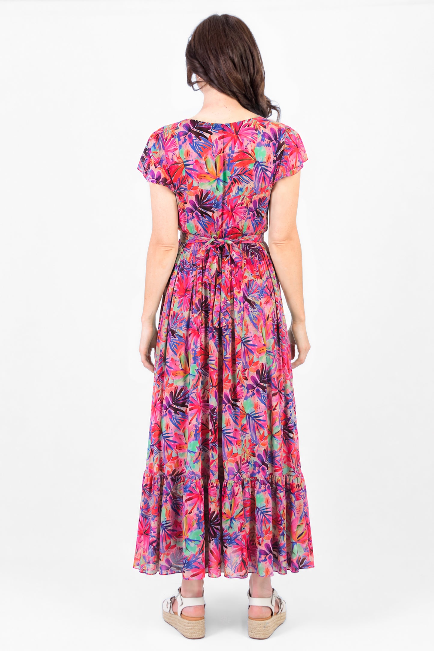 Tie-Back Cap Sleeve Maxi Dress