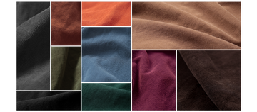 Cotton Corduroy Collection: 100% cotton, soft fine wale, and Made in Italy.