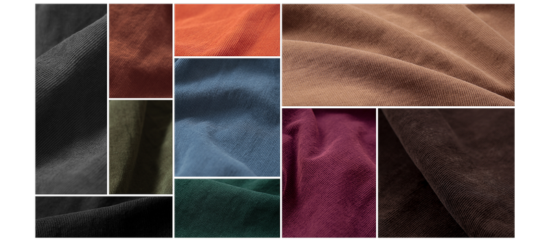 Cotton Corduroy Collection: 100% cotton, soft fine wale, and Made in Italy.