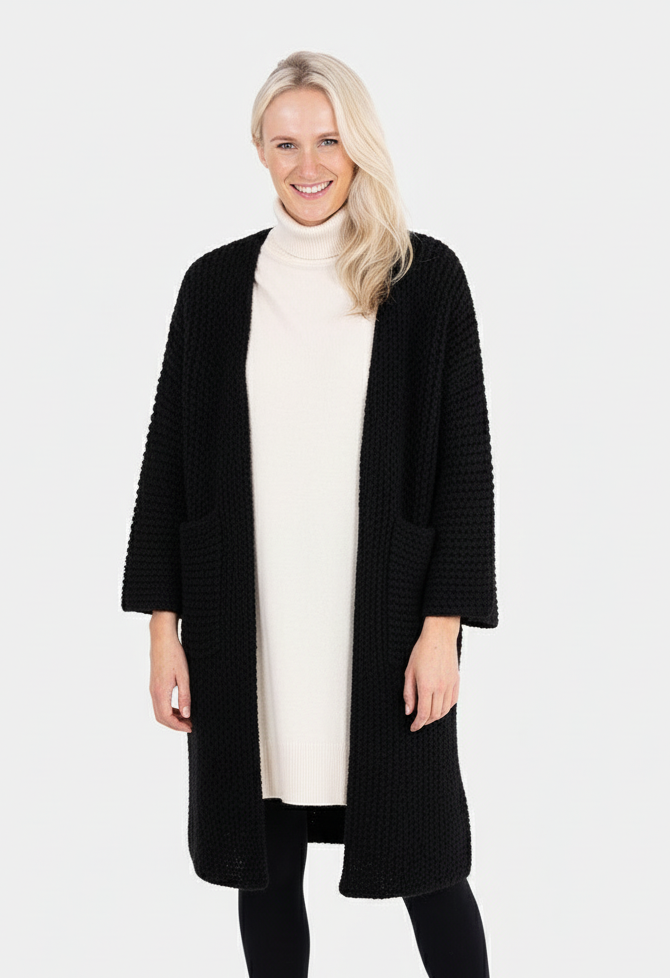 Kimono Sleeve Long Knit Coatigan