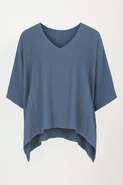 Linen V Neck Batwing Top