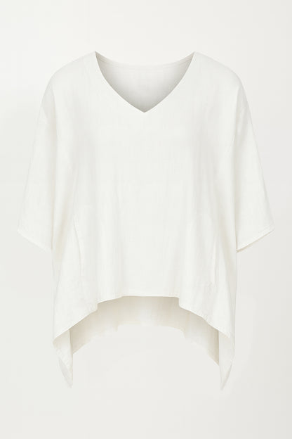 Linen V Neck Batwing Top