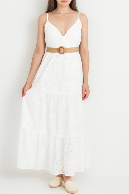 Anglaise Strap Cotton Maxi Dress