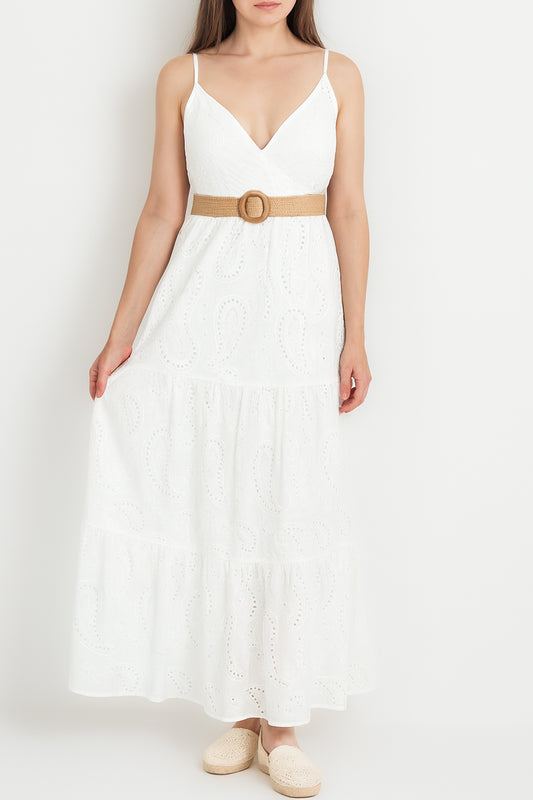 Anglaise Strap Cotton Maxi Dress