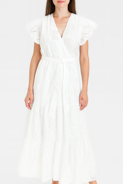 Anglaise Frill Sleeve Cotton Maxi Dress