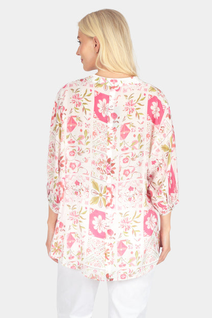 Button Back Printed Blouse