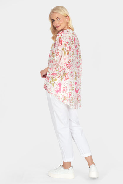 Button Back Printed Blouse