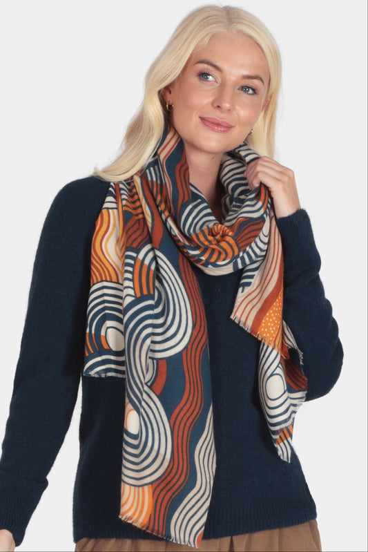 Geometric Swirl Print Scarf