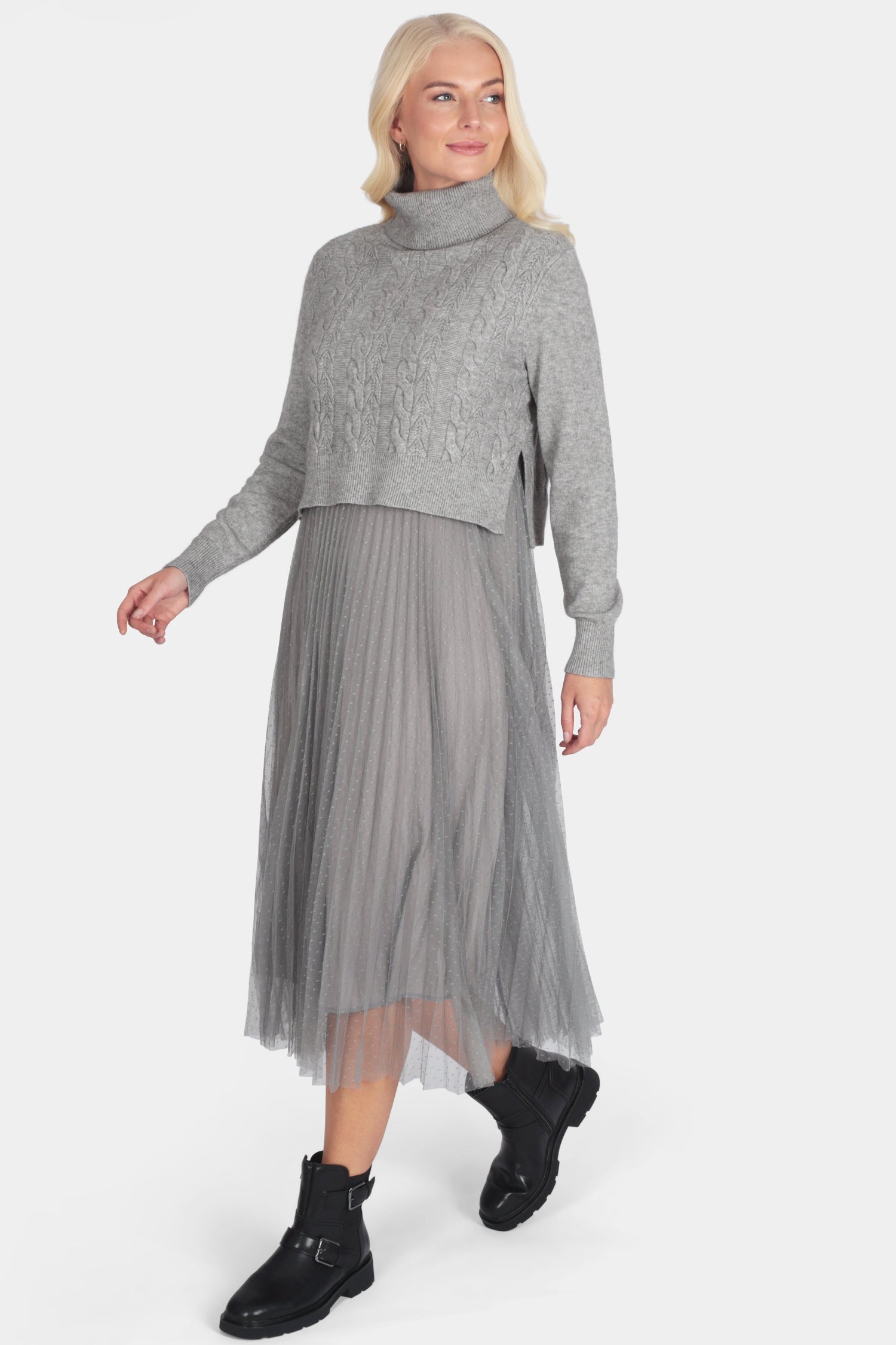 Ivy Roll Neck Crop Dress Set