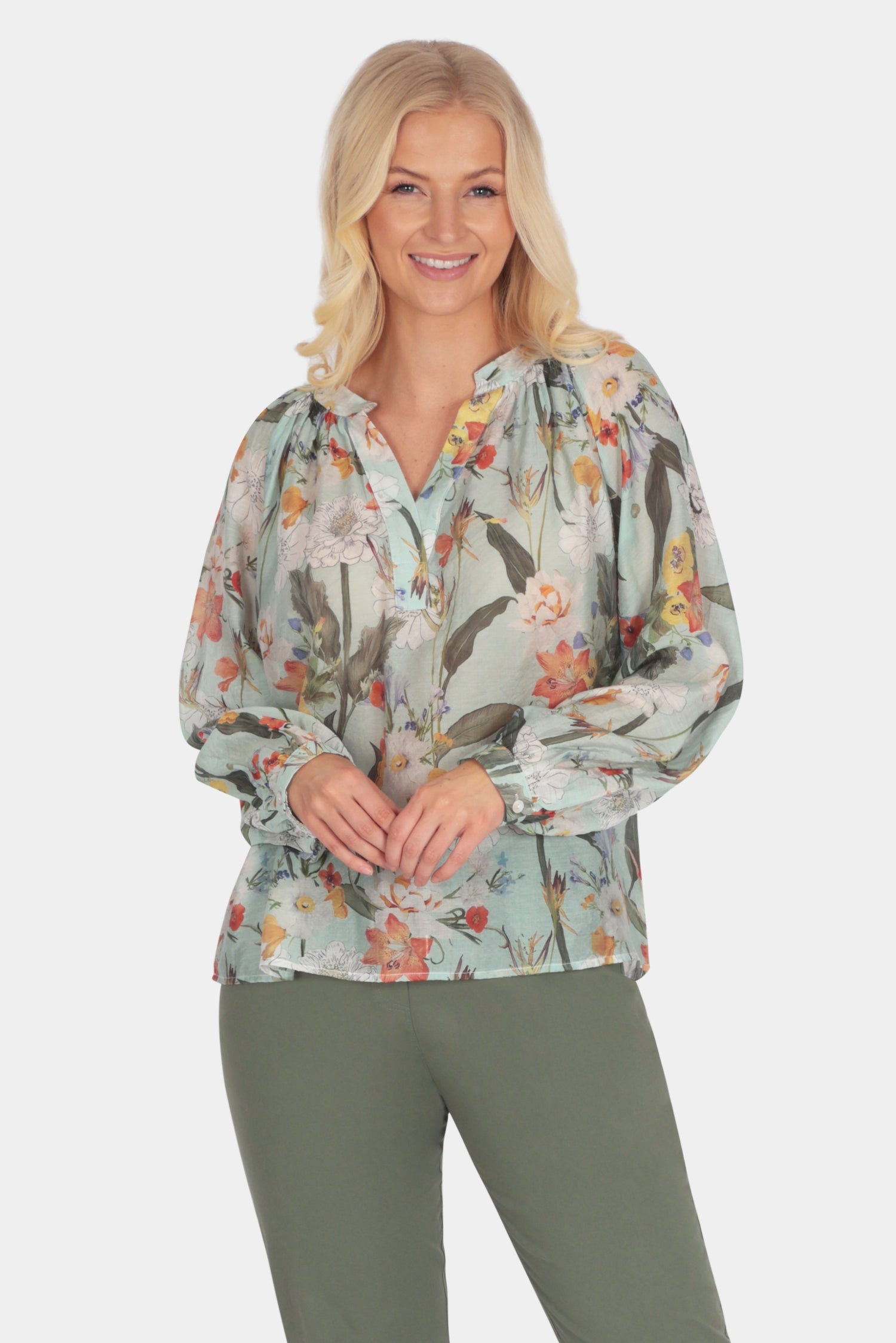Astelia Floral Leaf Blouse - Fenella